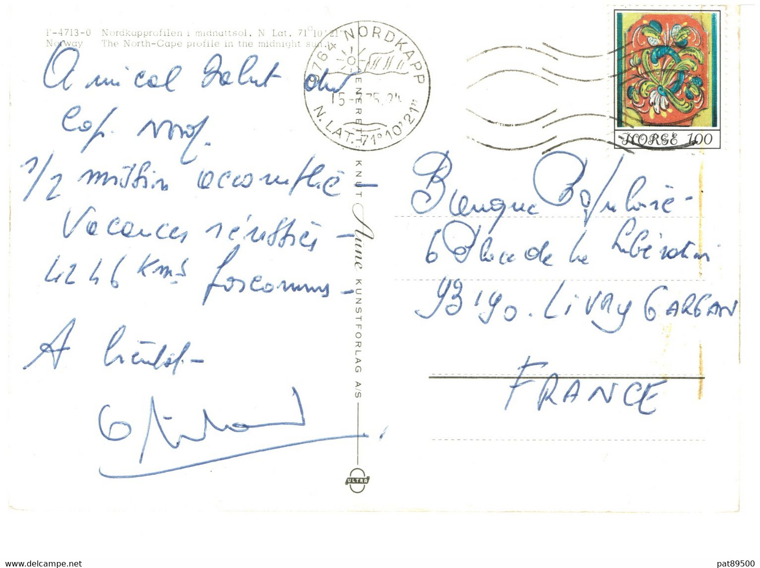 NORVEGE / CAP NORD Carte Postale Et Oblitération Sur CPM Entière  N° 4713 Voyagée En 1975 /recto Pas Frais - Covers & Documents