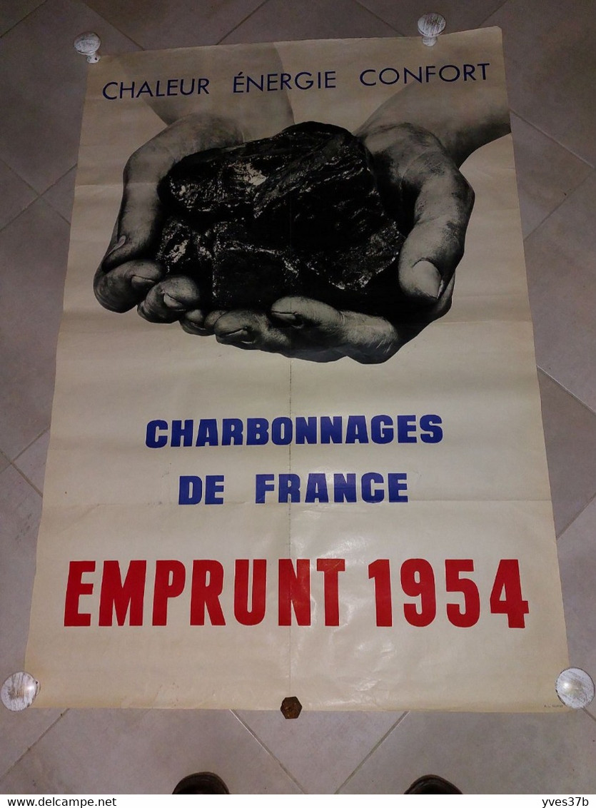 AFFICHE "Charbonnages De France - Emprunt 1954" - 76x112 - TTB - Plakate