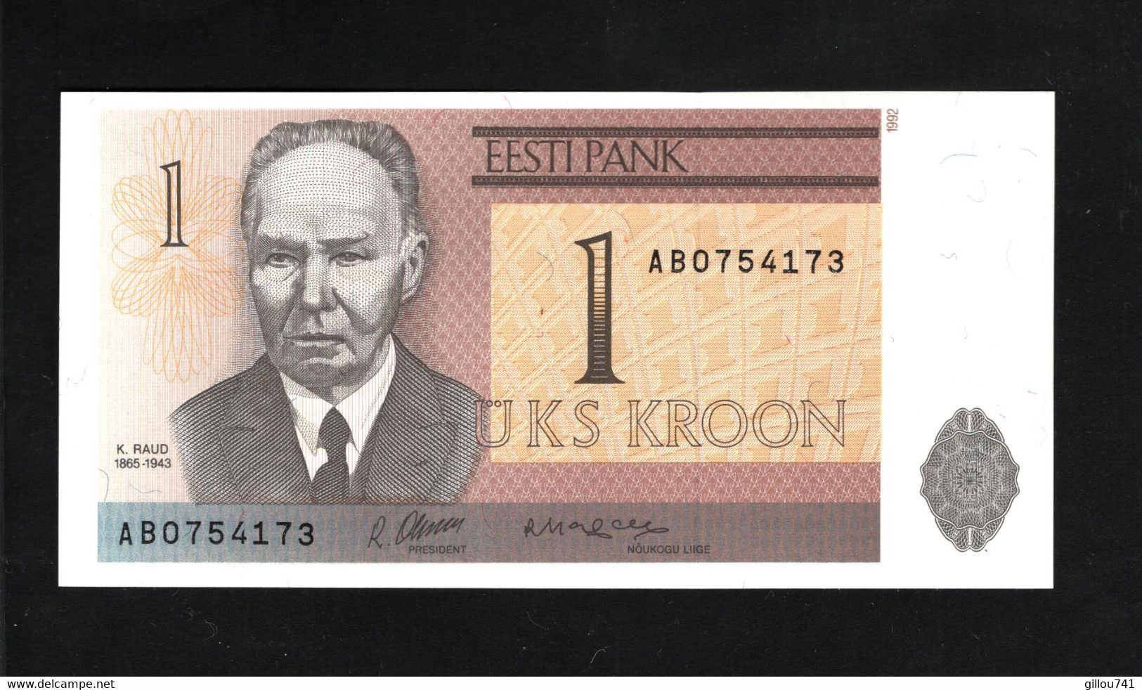 Estonie, 1 Kroon, 1991-1992 Issue - Estonie