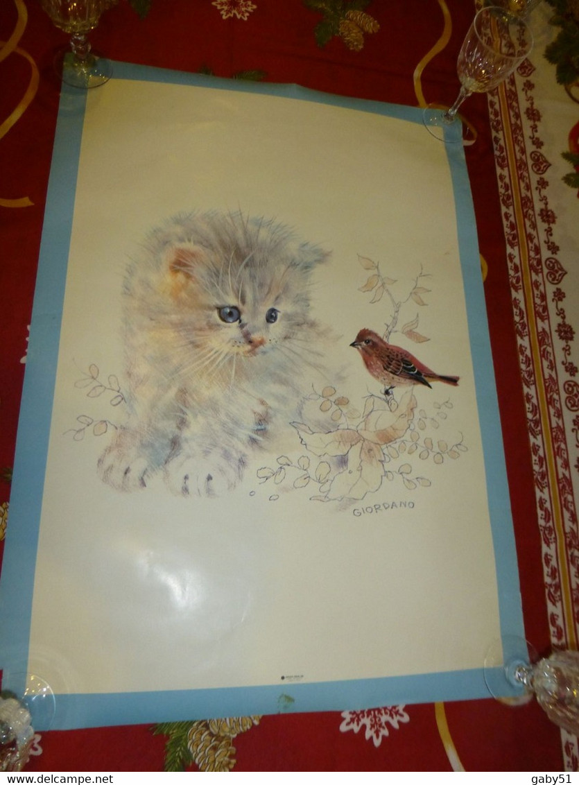 CHAT Et Oiseau, Giordano, Vers 1990 ; A24 - Afiches