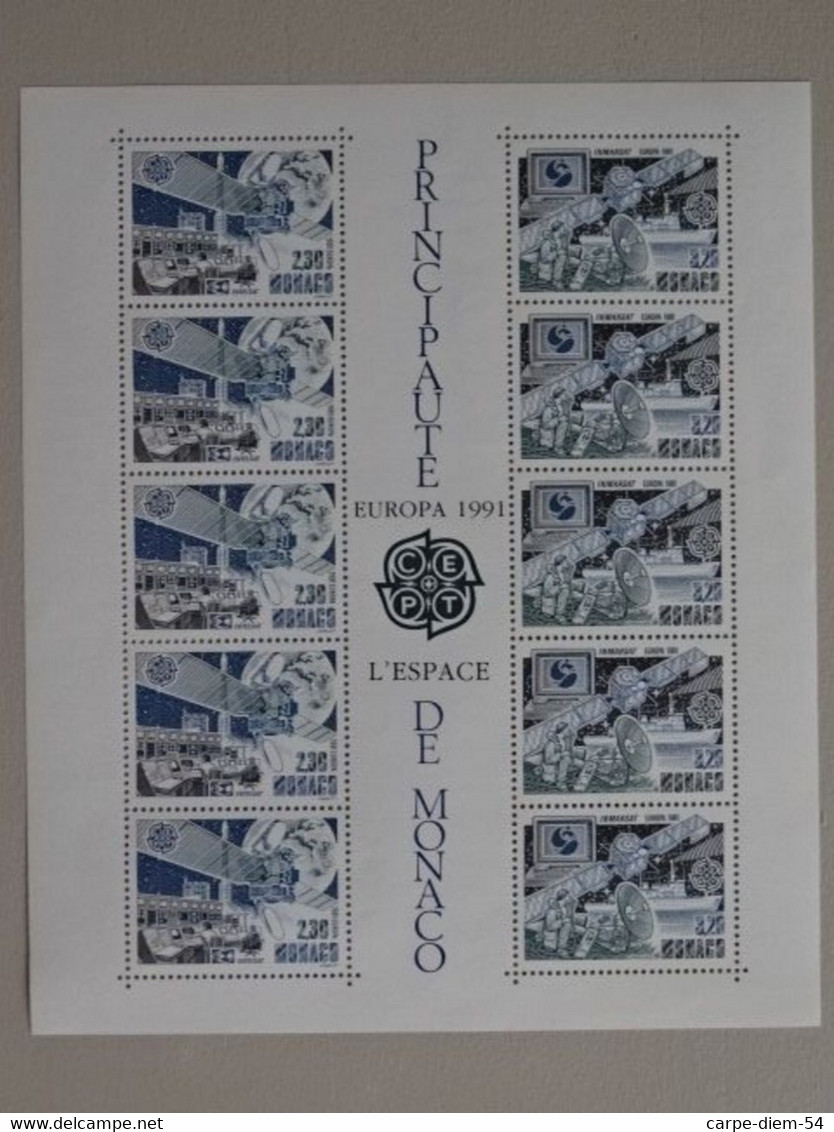 Monaco - Feuillet Neuf Non Oblitéré Avec 10 Timbres - L'Espace - Eutelsat & Inmarsat - Europa CEPT 1991 - Blocs