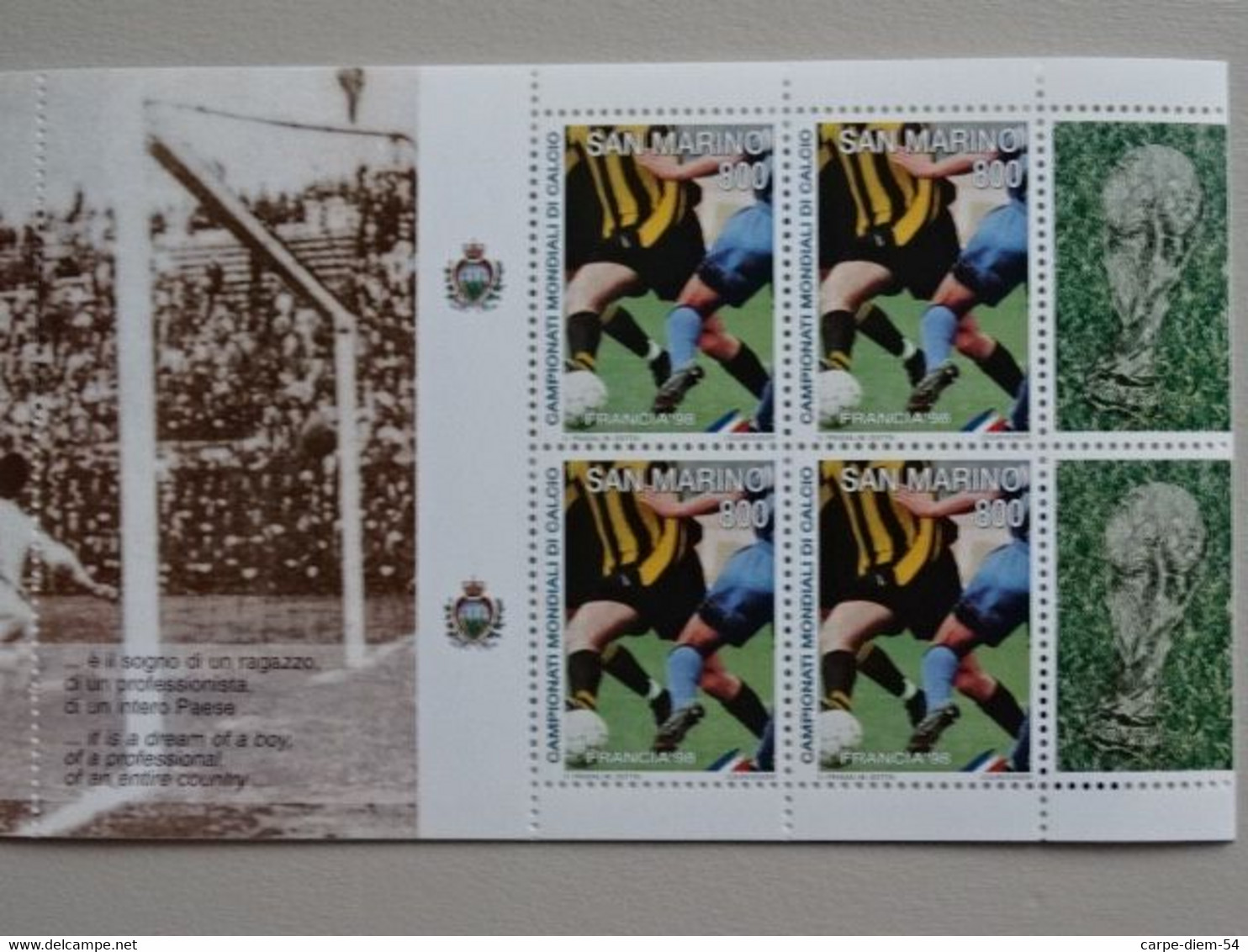 Saint-Marin - Collector's Book Avec 12 Timbres - Campionati Mondiali Di Calcio - France - 1998 - Cuadernillos