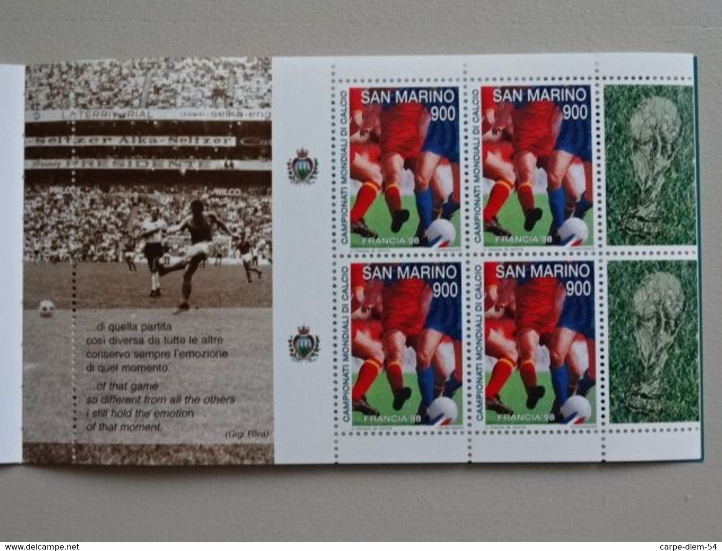 Saint-Marin - Collector's Book avec 12 timbres - Campionati Mondiali di Calcio - France - 1998