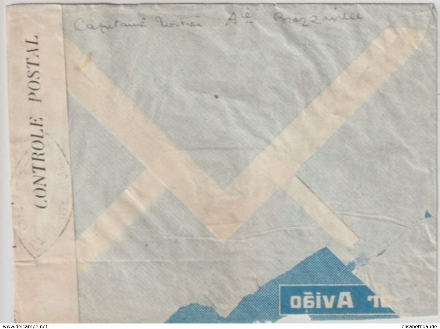 1944 - FRANCE LIBRE / AEF - ENVELOPPE Du COMITE Des HYDROCARBURES ! CENSURE De BRAZZAVILLE (CONGO) => CHANTELLE (ALLIER) - Covers & Documents