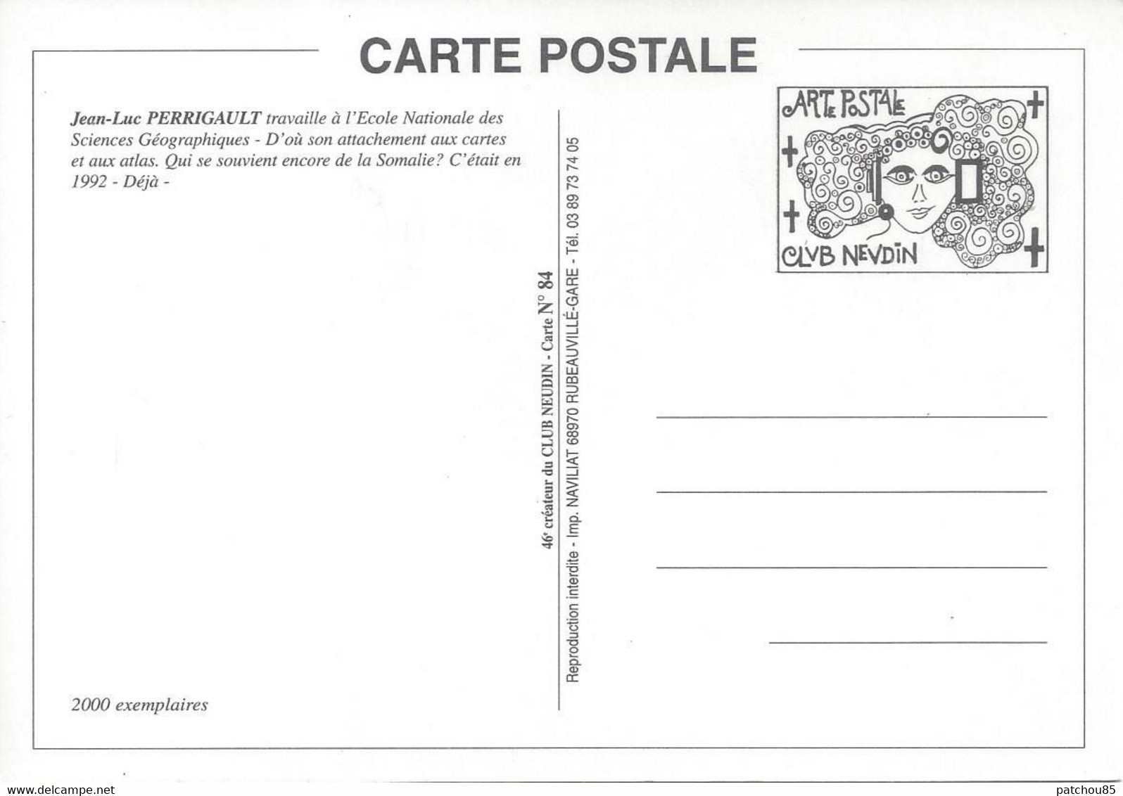 CPM  Club Neudin SOMALIE  Illustrateur Jean Luc Perrigault - Bourses & Salons De Collections