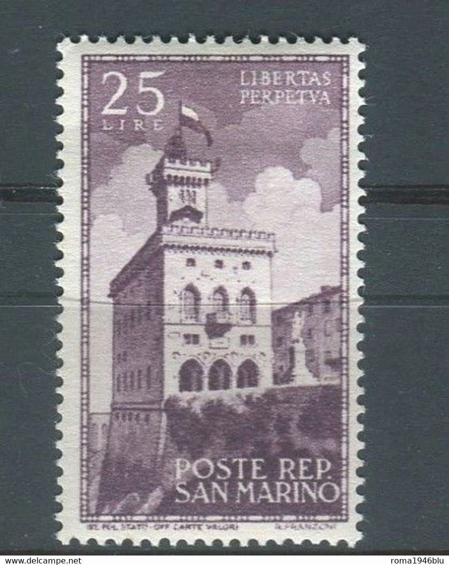 SAN MARINO 1945  PALAZZO DEL GOVERNO POSTA AEREA 25 L.  * GOMMA ORIGINALE - Neufs