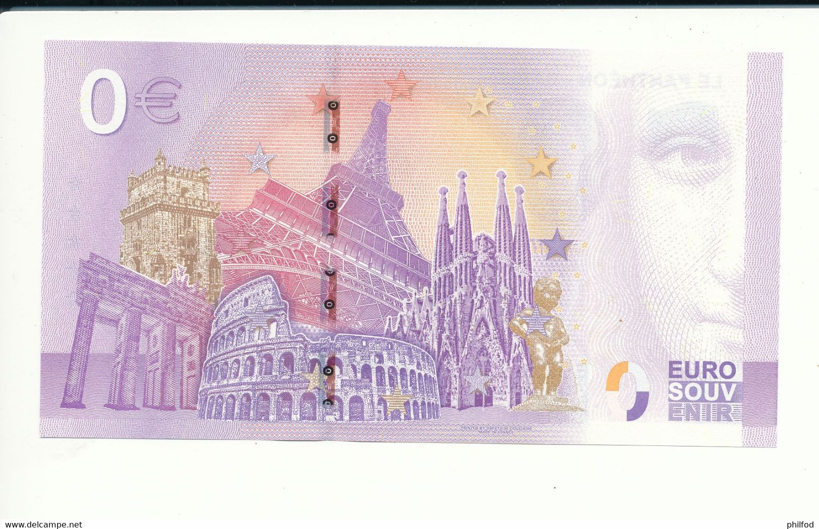 Billet Touristique  0 Euro  - LE PANTHÉON - PARIS  - UEBG - 2020-3 - N° 1053 - Autres & Non Classés