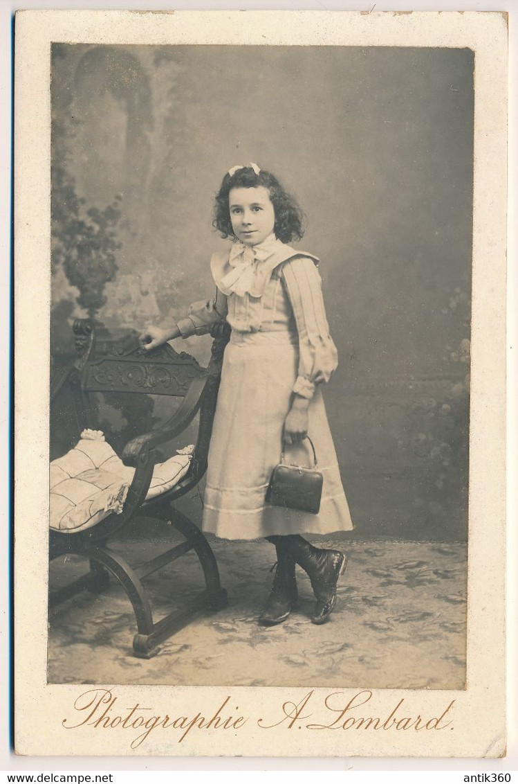 Photographie Ancienne Grand Format Portrait Jeune Fille Jeanne TROUBÉ Photographe Lombard à Saint Maixent Deux Sèvres - Identifizierten Personen