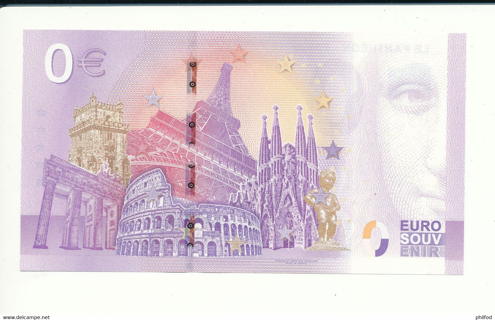 Billet Touristique  0 Euro  - LE PANTHÉON - PARIS  - UEBG - 2020-3 - ANNIV - N° 5961 - Autres & Non Classés