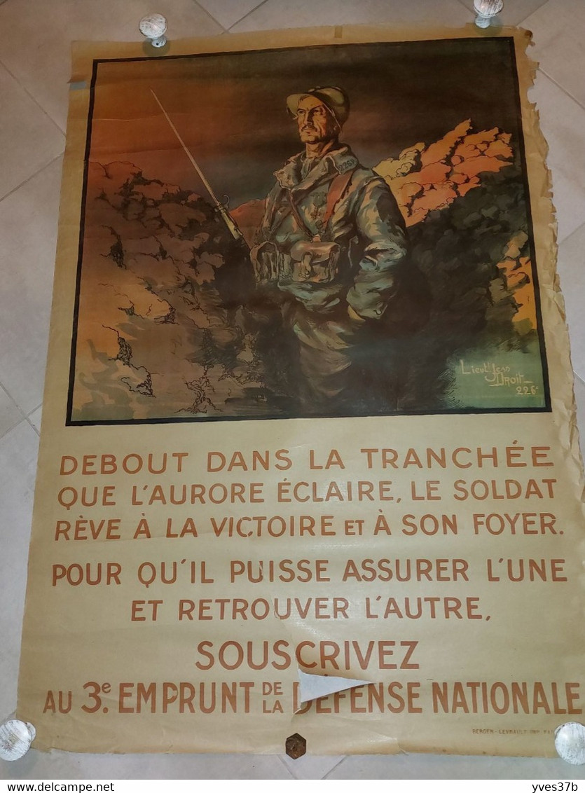 AFFICHE "Souscrivez Au 3ème Emprunt 1917" - 76x112 - En L'état - Plakate