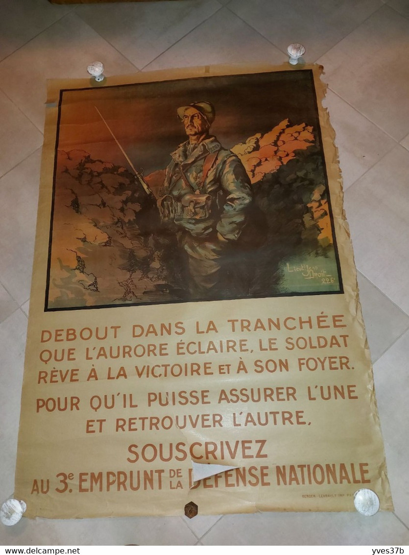 AFFICHE "Souscrivez Au 3ème Emprunt 1917" - 76x112 - En L'état - Affiches