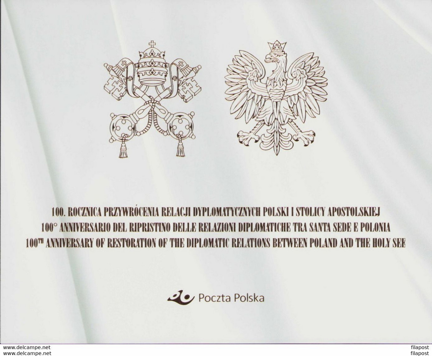 2019 Booklet Joint Issue With Vatican Diplomatic Relations Between Poland And Holy See, Pilsudski, Pope Benedict MNH** - Carnets