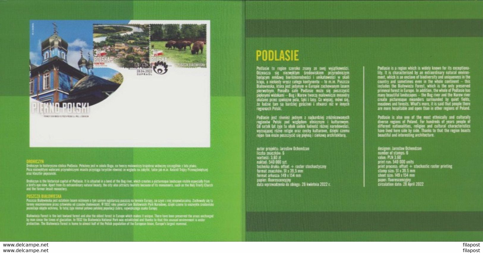 Poland 2022 Booklet / Beauty Of Poland, Podlasie, National Park, Mosque, Palace, Monastery / With Full Sheet MNH** - Carnets