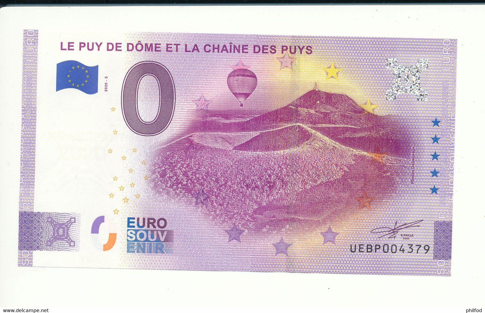 Billet Touristique  0 Euro  - LE-PUY-DE-DÔME ET LA CHAÎNE DES PUYS  - UEBP - 2020-5 - ANNIV - N° 4379 - Autres & Non Classés