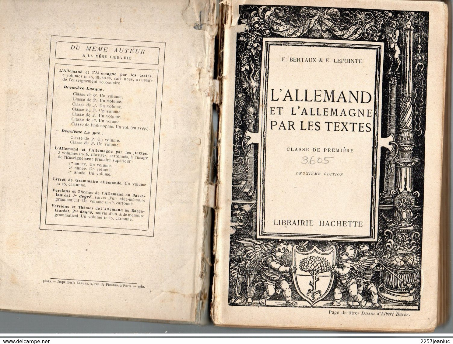 L'allemand Et L'Allemagne Par Les Textes De 1930 Classe De 1 ère - Libros De Enseñanza