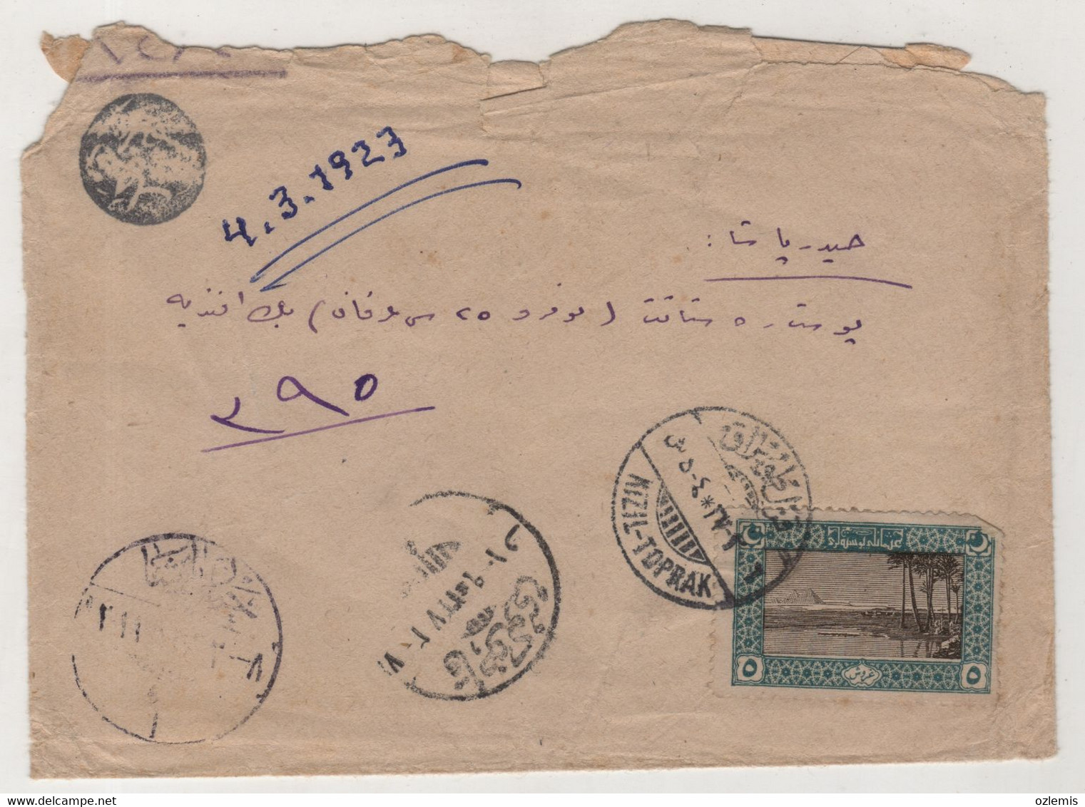 TURKEY,TURQUIE,TURKEI , KIZIL-TOPRAK TO BOYACIKOY ,1923 COVER - Covers & Documents