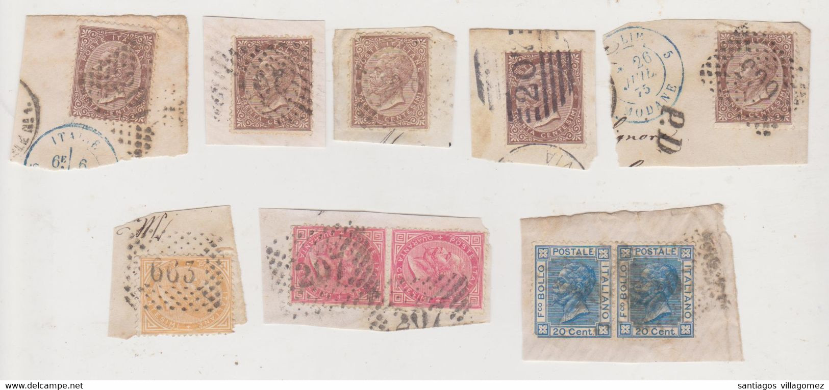 Italy (1875): 8 Cover Cuts Point Number Postmarks - Usati