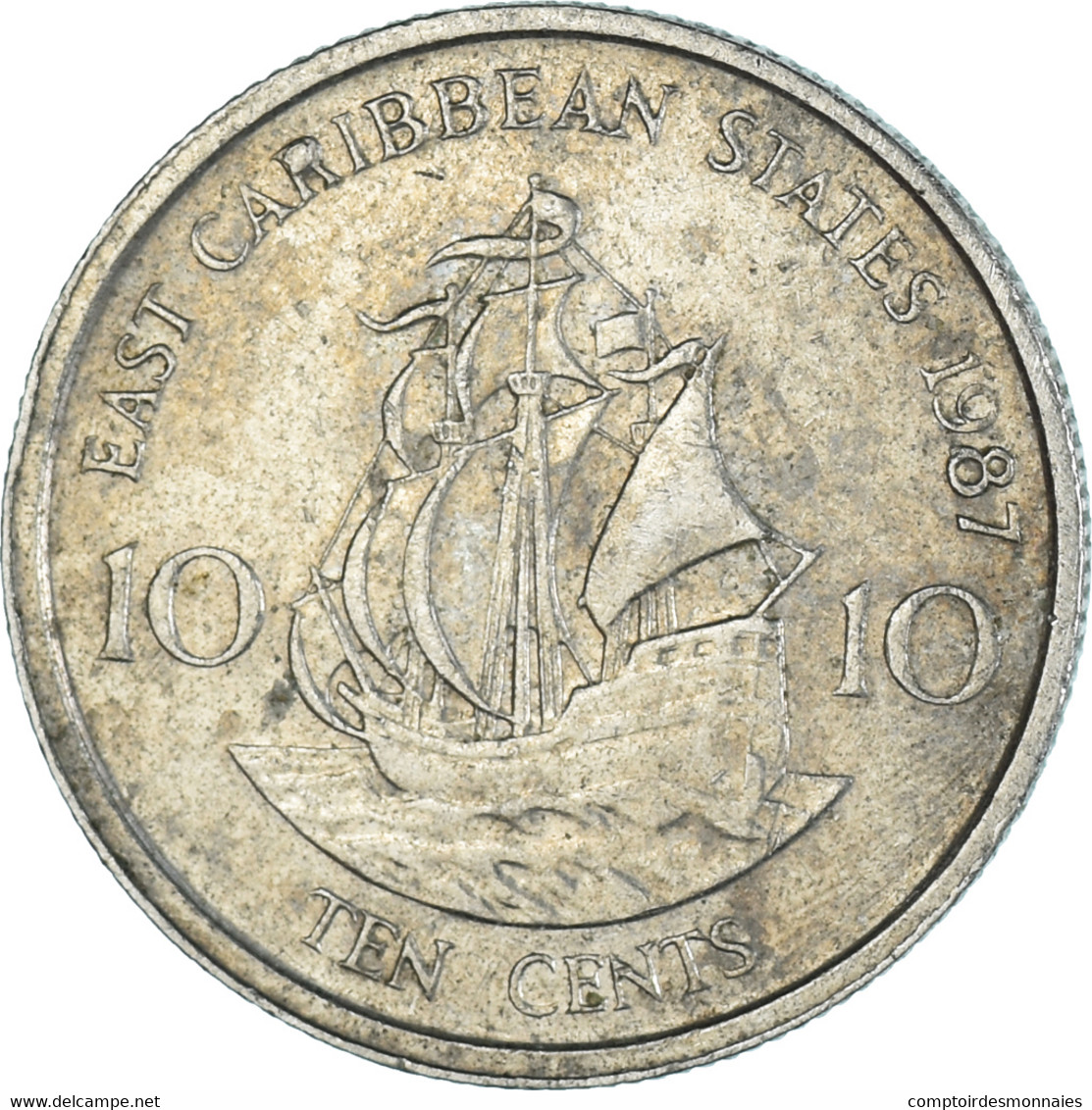 Monnaie, Etats Des Caraibes Orientales, 10 Cents, 1987 - Caraïbes Orientales (Etats Des)