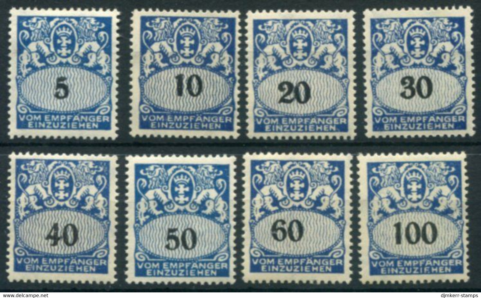 DANZIG 1923 Postage Due Set Of 8 MNH / **.  Michel Porto 30-37 - Impuestos