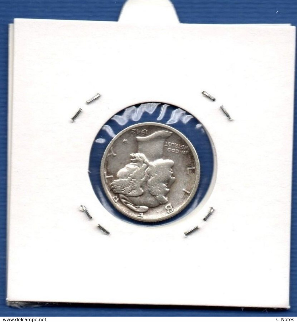 UNITED STATES OF AMERICA - 10 Cents / 1 Dime 1942 -   See Photos - SILVER - Km 140 - 1916-1945: Mercury (Mercure)