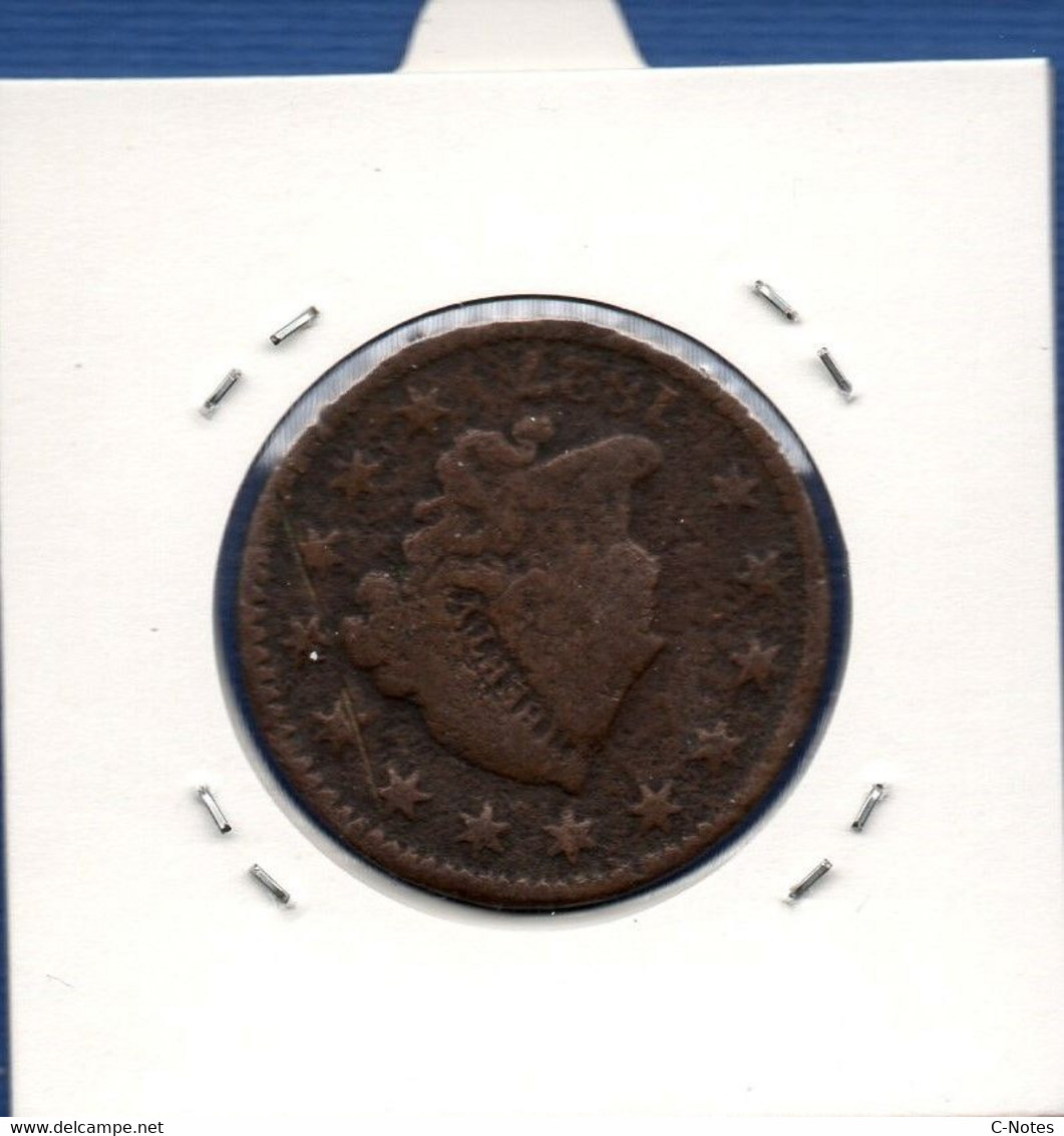 UNITED STATES OF AMERICA - 1 Cent 1827 -   See Photos -  Km 45 - 1816-1839: Coronet Head (Testa Coronata