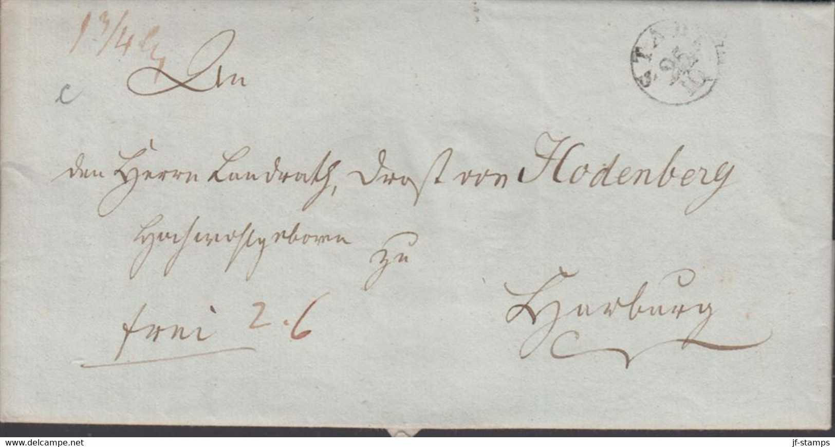 1842. DEUTSCHLAND Interesting And Beautiful Old Cover To Harburg Cancelled STADE 25 10 + Reverse HARBURG 2... - JF436613 - Bremen