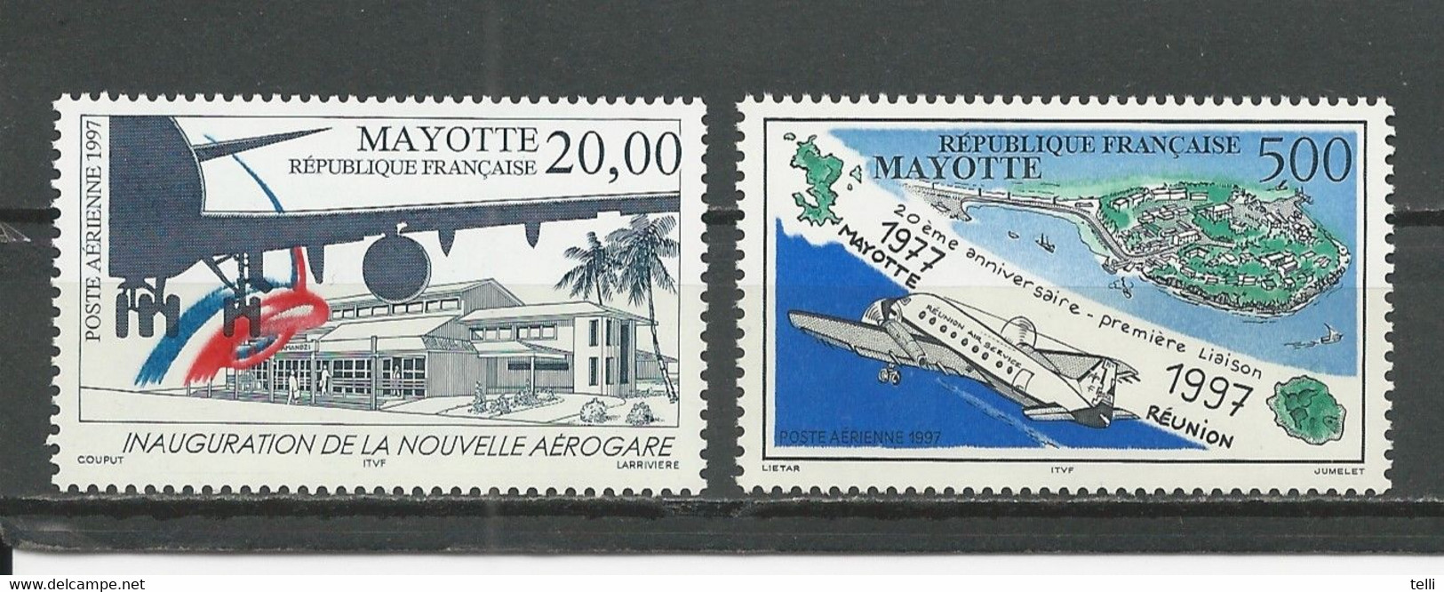 MAYOTTE Scott C1 C2  Yvert PA1 PA2  (2) ** Cote 14,00 $ 1997 - Poste Aérienne