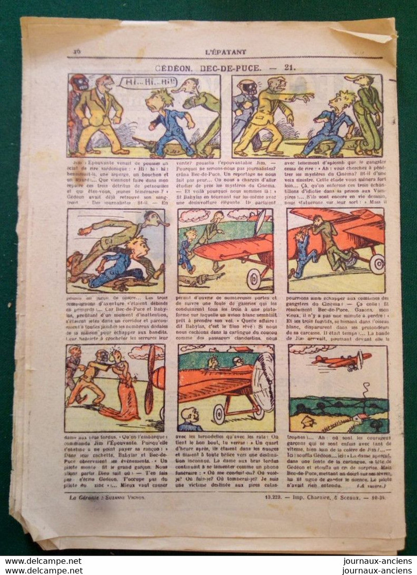1934 Journal L'ÉPATANT - LES AVENTURES DES PIEDS-NICKELÉS - GÉDÉON BEC DE PUCE - LE TONNELET - CHIEN MÉCHANT - Pieds Nickelés, Les
