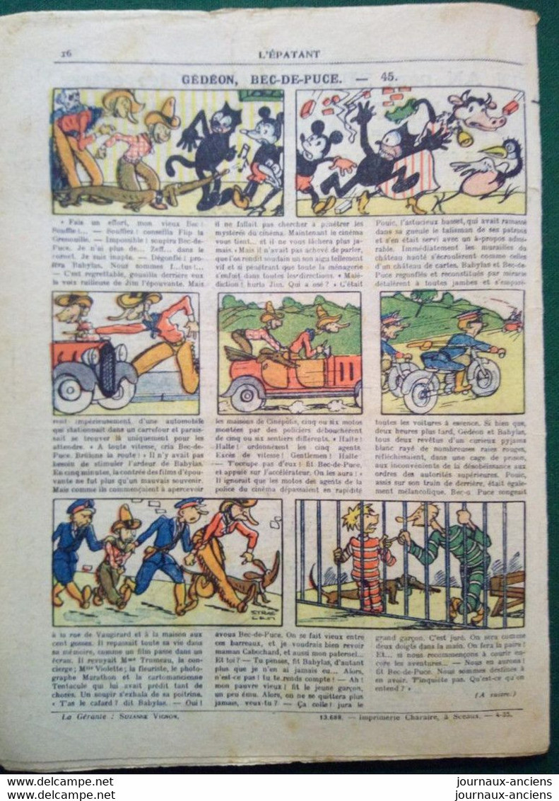 1935 Journal L'ÉPATANT - LES AVENTURES DES PIEDS-NICKELÉS - GÉDÉON BEC DE PUCE - PIEGES - R. DELORME - Pieds Nickelés, Les