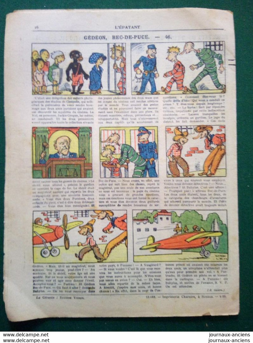 1935 Journal L'ÉPATANT - LES AVENTURES DES PIEDS-NICKELÉS - GÉDÉON BES DE PUCE - CONTREPOIDS - POT DE CHAMBRE - Pieds Nickelés, Les