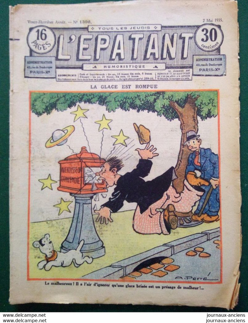 1935 Journal L'ÉPATANT - LES AVENTURES DES PIEDS-NICKELÉS - POMPIER AVERTISSEUR D'INCENDIE - GÉDÉON BEC DE PUCE - Pieds Nickelés, Les