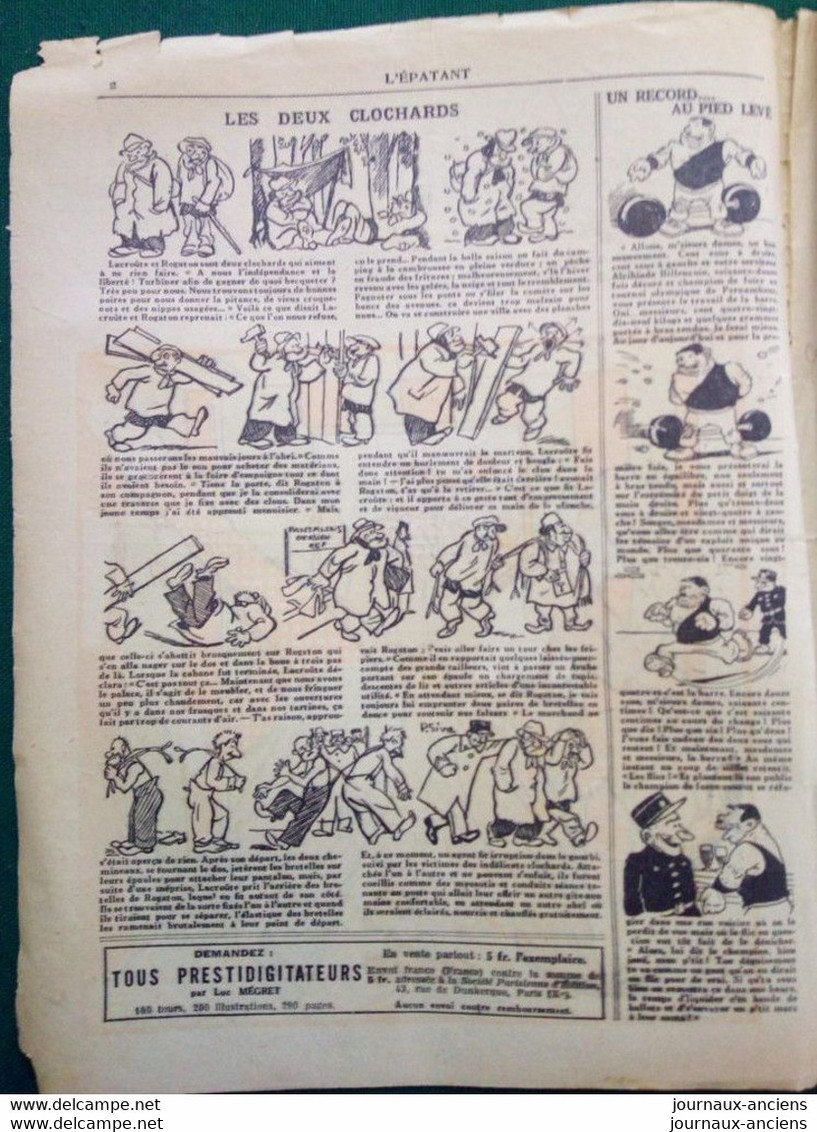 1935 Journal L'ÉPATANT - LES AVENTURES DES PIEDS-NICKELÉS - TOTOCHE ET LE PROFESSEUR TROMPETTE - DEUX CLOCHARDS - Pieds Nickelés, Les