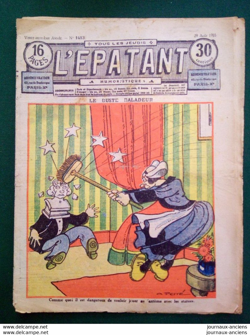 1935 Journal L'ÉPATANT - LES AVENTURES DES PIEDS-NICKELÉS - TOTOCHE ET LE PROFESSEUR TROMPETTE - LE BUSTE A. PERRÉ - Pieds Nickelés, Les