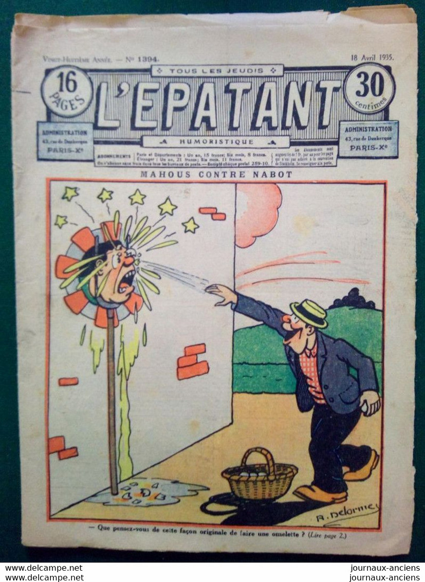 1935 Journal L'ÉPATANT - LES AVENTURES DES PIEDS-NICKELÉS - TOTOCHE ET LE PROFESSEUR TROMPETTE - NAHOUS CONTRE NABOT - Pieds Nickelés, Les