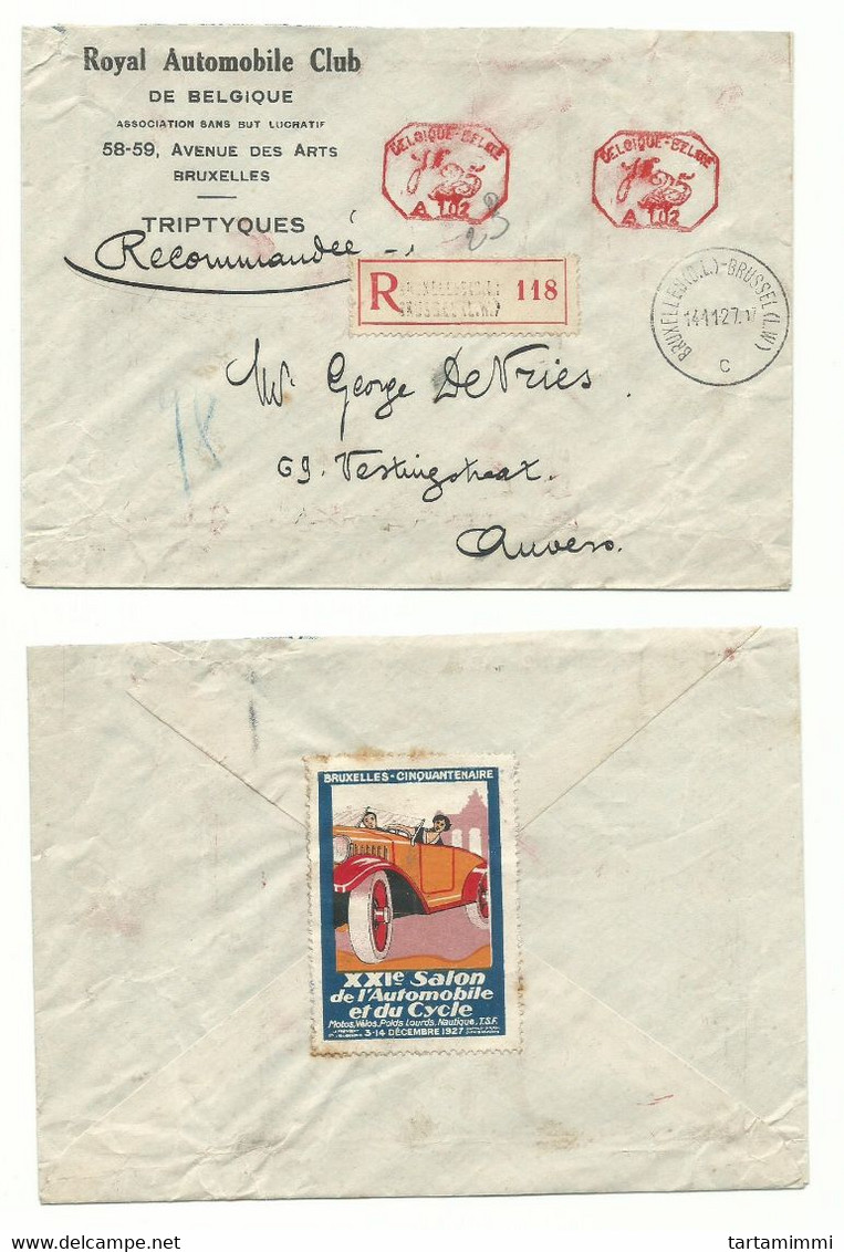 RARITY OF BELGIUM - EMA METER FREISTEMPEL  A102 + A103 GROUP OF 4 COVERS BRUXELLES BRUSSEL 1927 1928 (5 SCAN) - ...-1959