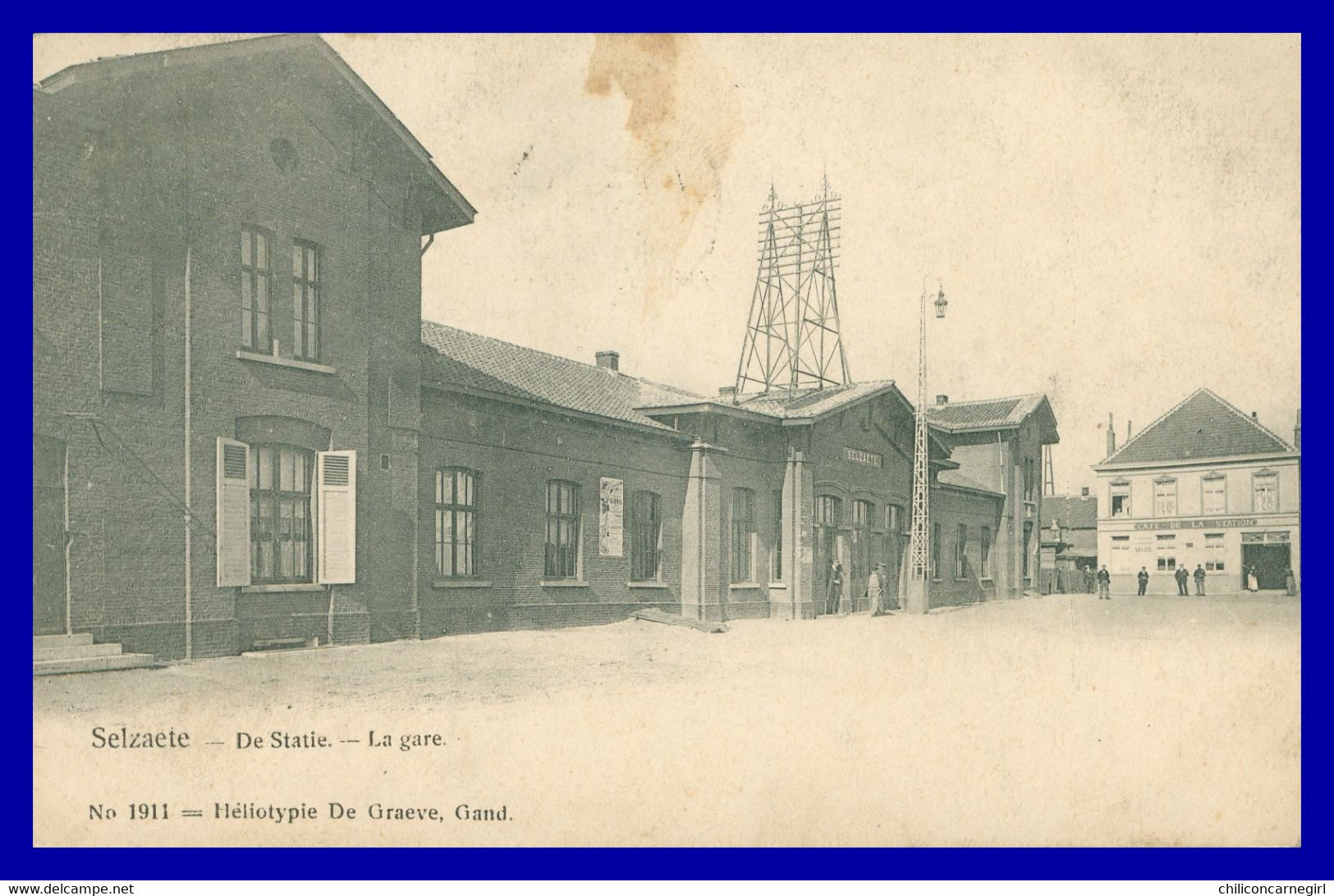 * SELZAETE - ZELZATE - La Gare - De Statie - Café De La Station - Animée - Edit. N° 1911 DE GRAEVE - 1910 - Zelzate