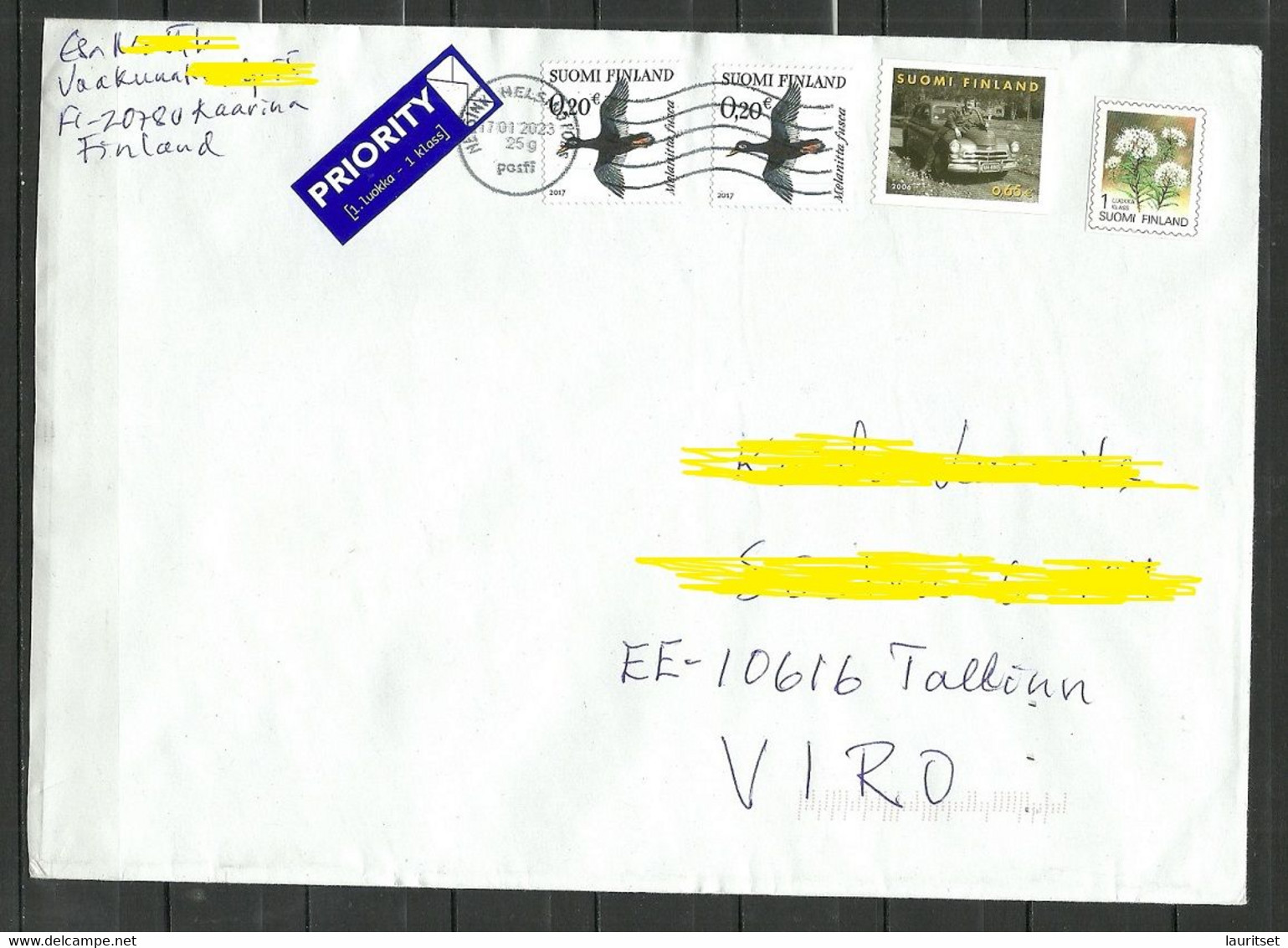 FINNLAND Finland 2022 Air Mail Cover To Estonia Estland Birds Etc. - Cartas & Documentos