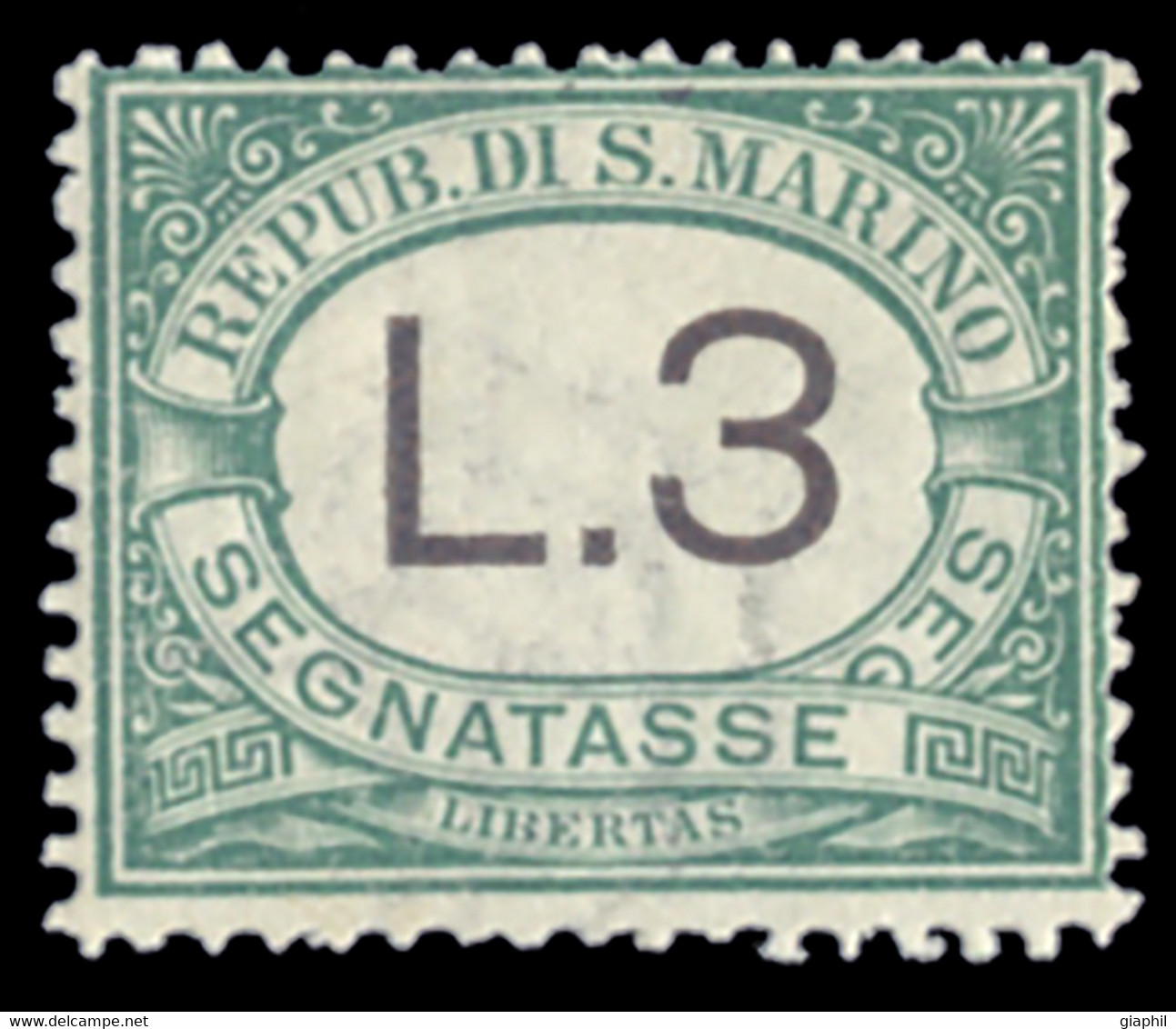 SAN MARINO 1924 SEGNATASSE 3 LIRE (Sass. 16) NUOVO INTEGRO ** OFFERTA! - Portomarken
