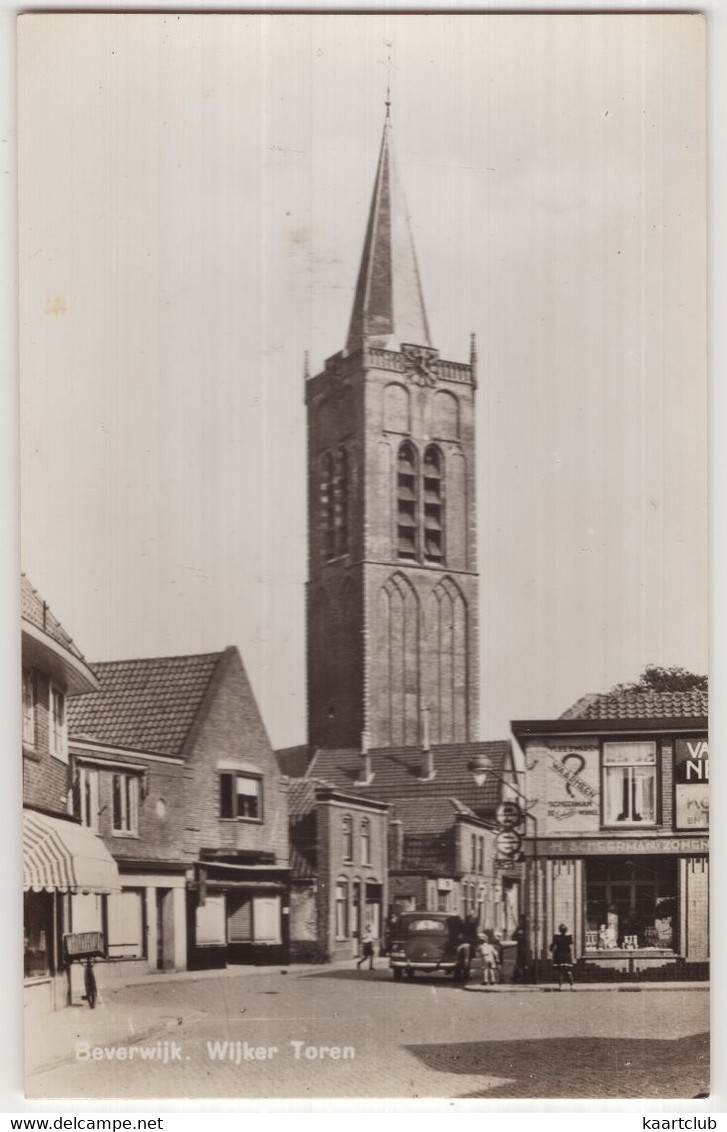 Beverwijk - Wijkertoren - (Noord-Holland/Nederland) - Bakkersknechtfiets, Oldtimer Auto, Vleeswaren 'H. Scheerman' - Beverwijk