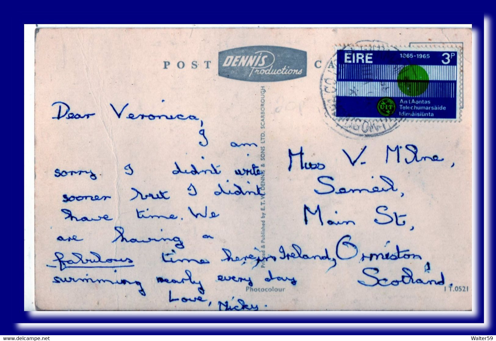 1965 ? Ireland Eire Postcard Around The Lake Posted To Scotland 2scans - Cartas & Documentos
