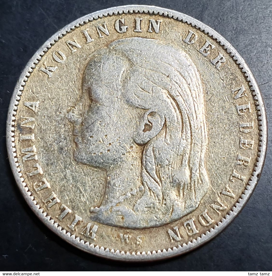 Netherlands 1 Gulden Wilhelmina Long Hair 1897 Silver VG - 1 Gulden