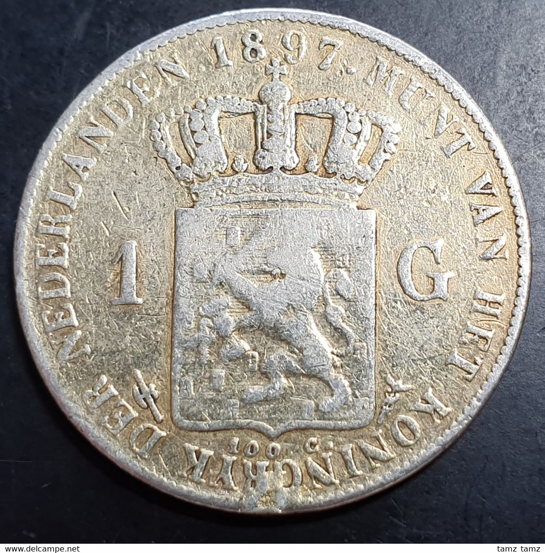 Netherlands 1 Gulden Wilhelmina Long Hair 1897 Silver VG - 1 Gulden
