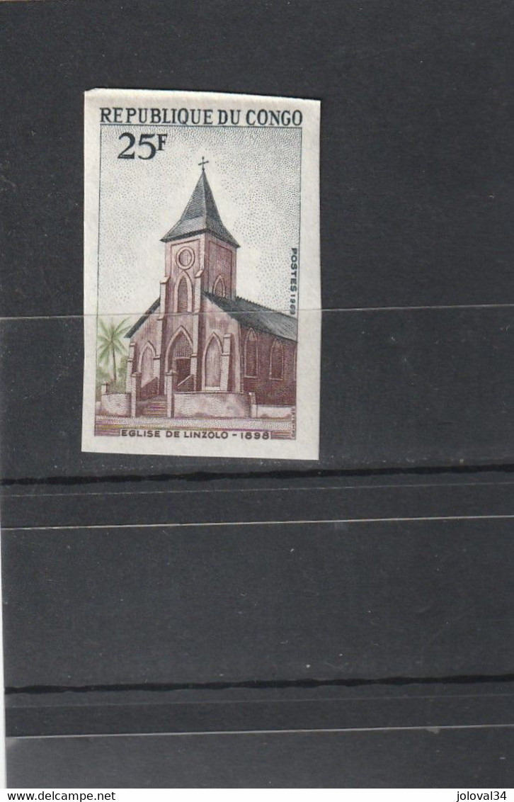 Congo NON DENTELE ** Neuf Sans Charnière 1970 Yvert 251 - église De Linzolo - Neufs