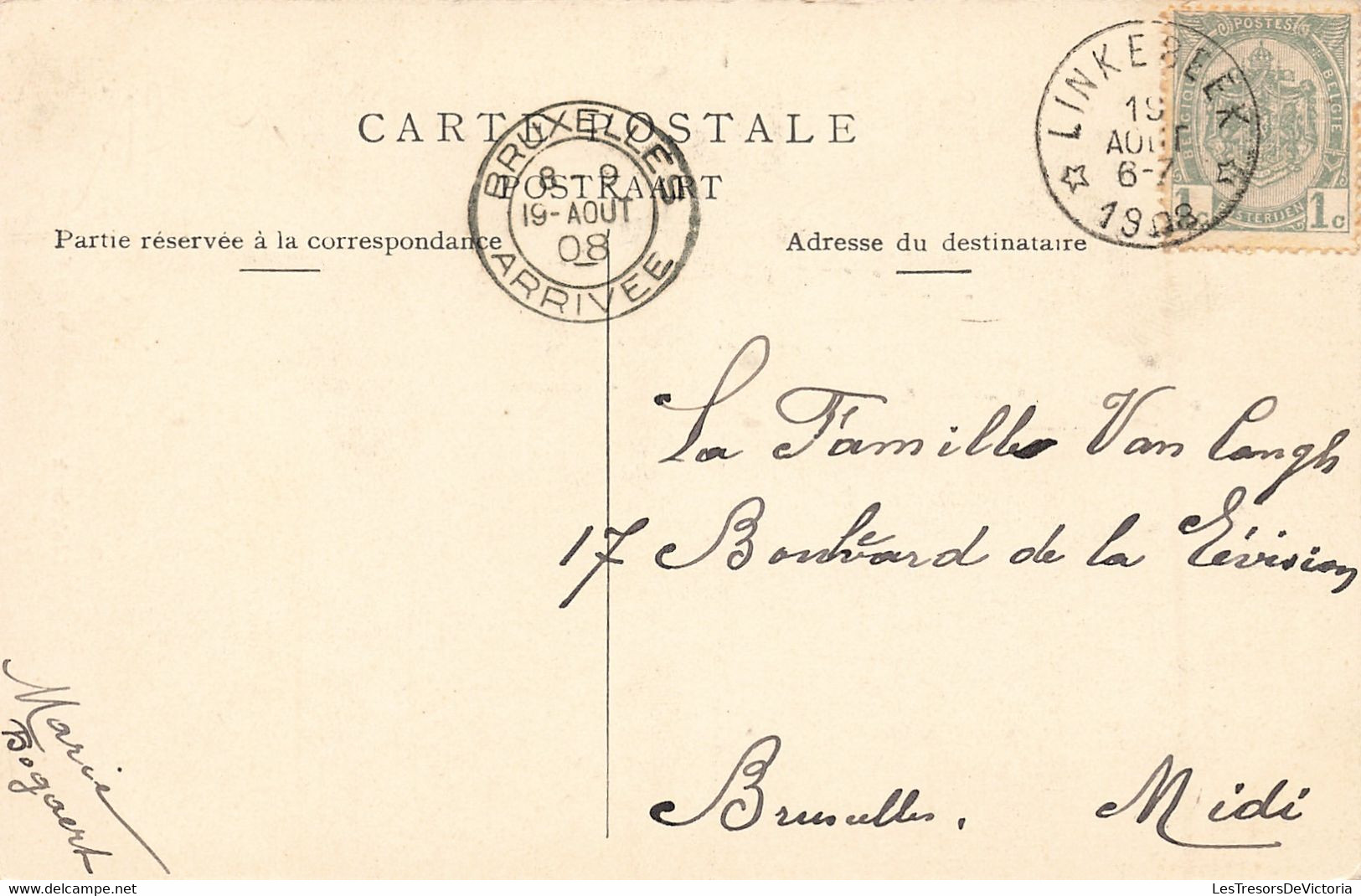 CPA - Belgique - Linkebeek - Escalier De L'Eglise - Edit. Lagaert - Oblitération Etoile  Linkebeek 1908 - Animé - Linkebeek