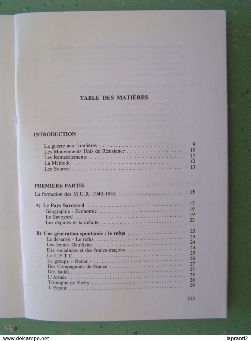 MILITARIA. LA SECONDE GUERRE MONDIALE. LA RESISTANCE EN SAVOIE. 1940 - 1944. LES MOUVEMENTS UNIS DE LA RESISTANCE. - Alpes - Pays-de-Savoie