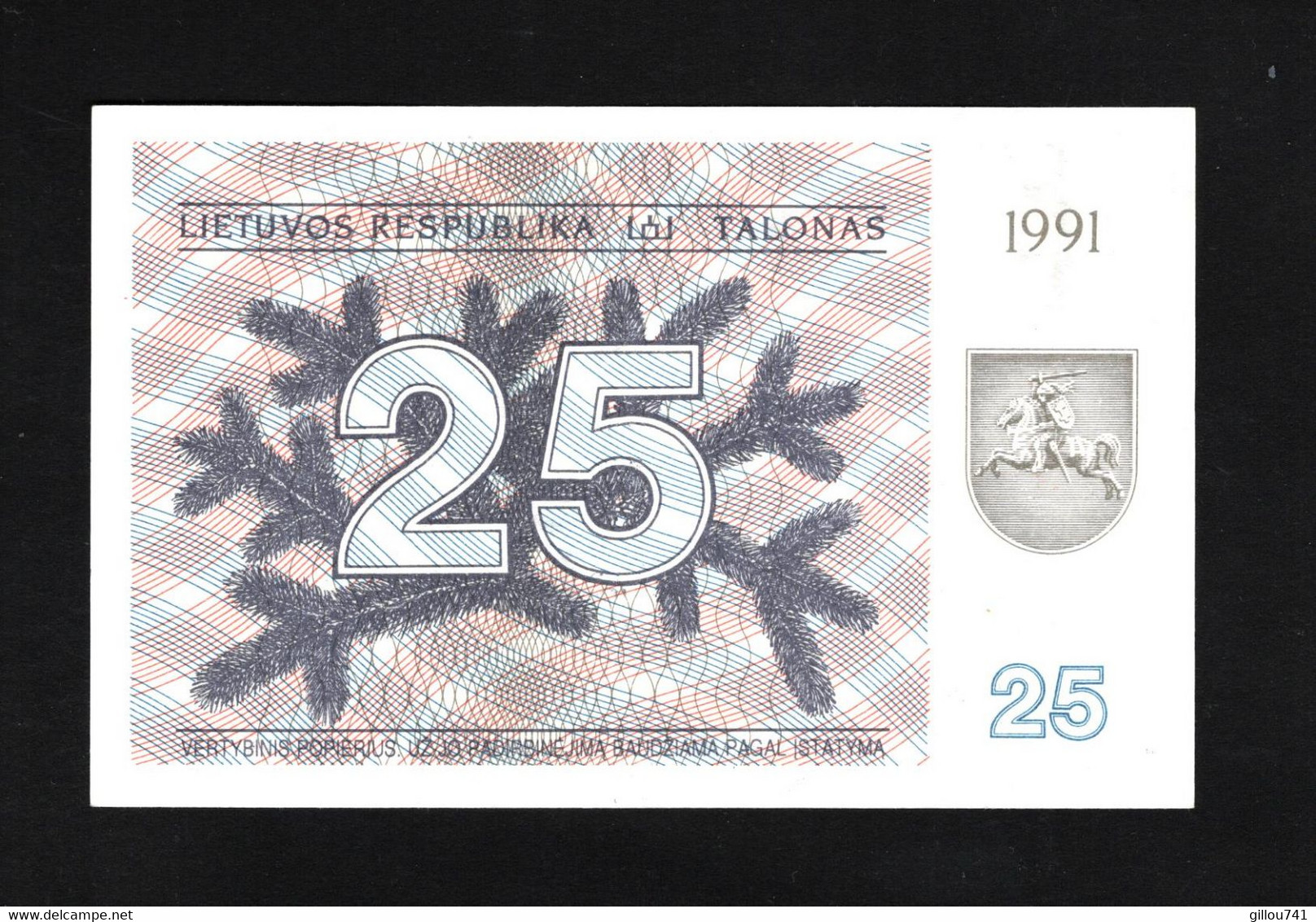 Lithuanie, 25 Talonas, 1991 Talonas System - Litauen