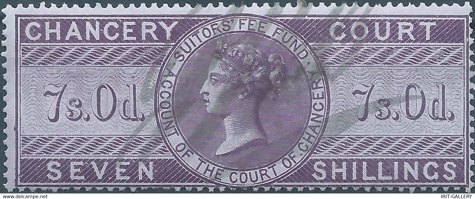 Great Britain-ENGLAND,Queen Victoria,1855 /1870 Revenue Stamp Tax Fiscal CHANCERY COURT,7s.0d. Seven Shillings,Used - Revenue Stamps