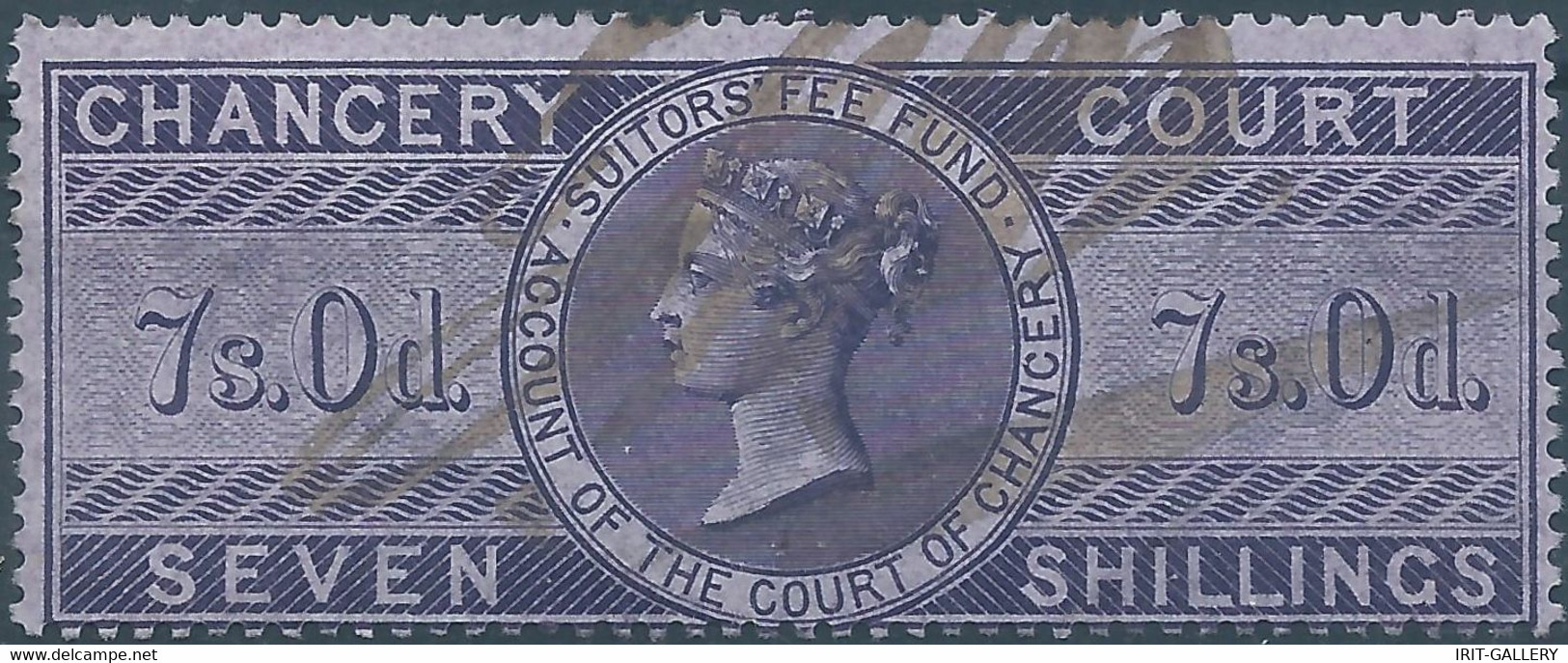 Great Britain-ENGLAND,Queen Victoria,1855 /1870 Revenue Stamp Tax Fiscal CHANCERY COURT,7s.0d. Seven Shillings,Used - Fiscales
