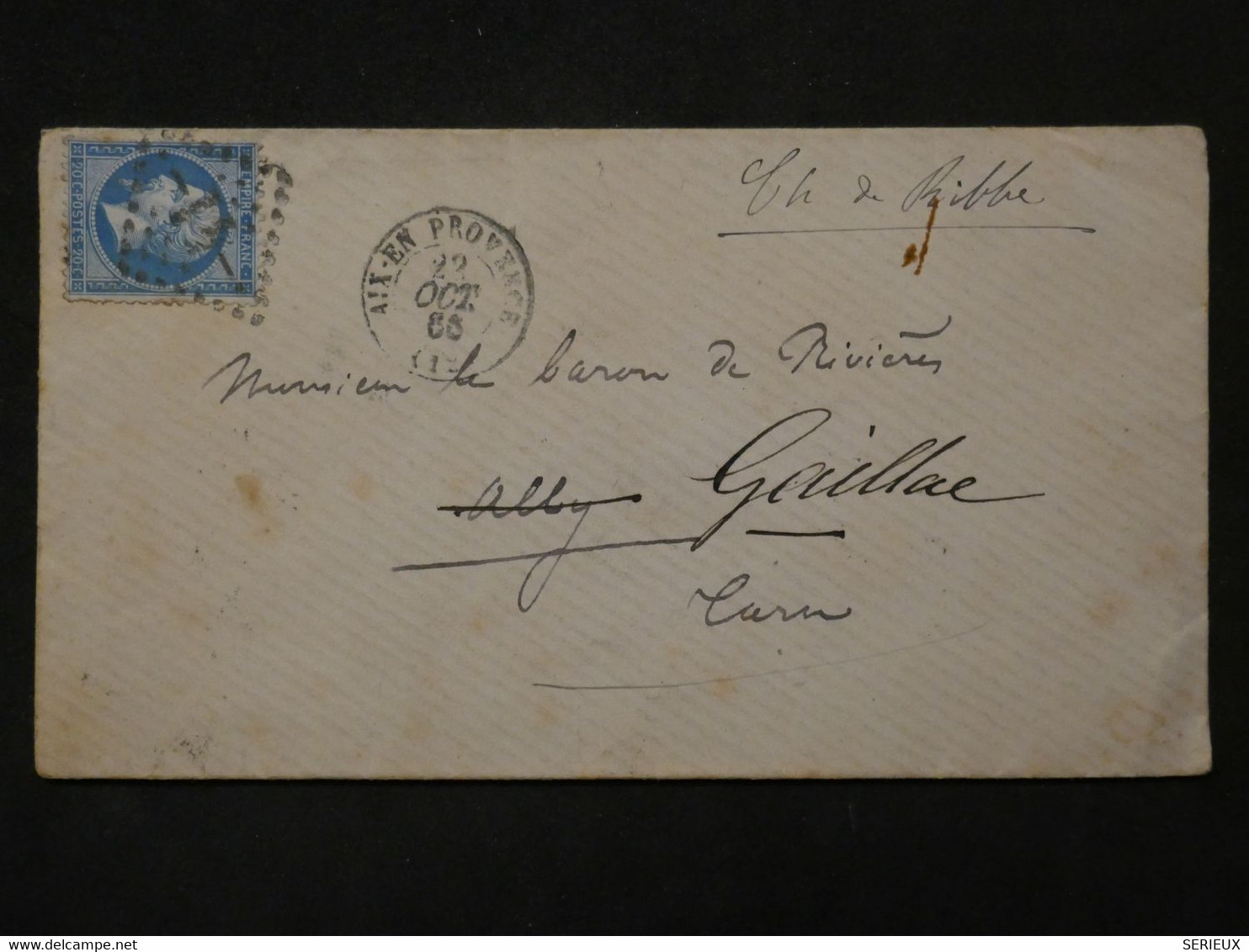 BM14 FRANCE  LETTRE 1865 AIX A ALBI REDISTRIBUEE GAILLAC    +NAPOLEON N° 22   ++ +AFFRANCH. INTERESSANT ++ - 1862 Napoléon III.