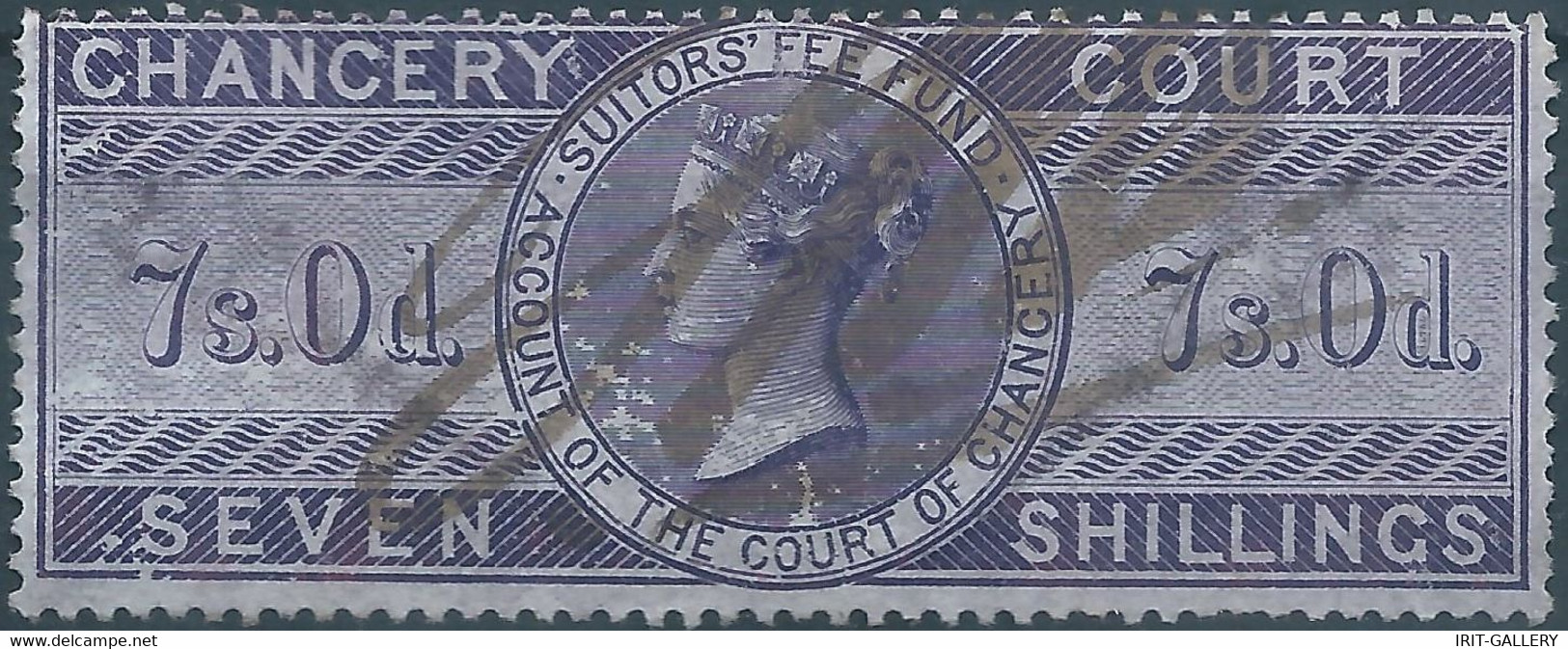 Great Britain-ENGLAND,Queen Victoria,1855 /1870 Revenue Stamp Tax Fiscal CHANCERY COURT,7s.0d. Seven Shillings,Used - Revenue Stamps